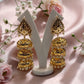 Gold Plated Pearl Jhumka Earrings, CZ Stone Bridal Statement Jewelry