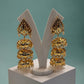 Gold Plated Pearl Jhumka Earrings, CZ Stone Bridal Statement Jewelry