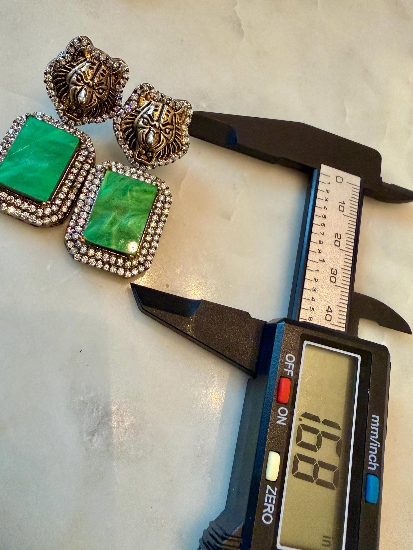 Bollywood Glam: Luxury Earrings Cz stones with lion head antique finish