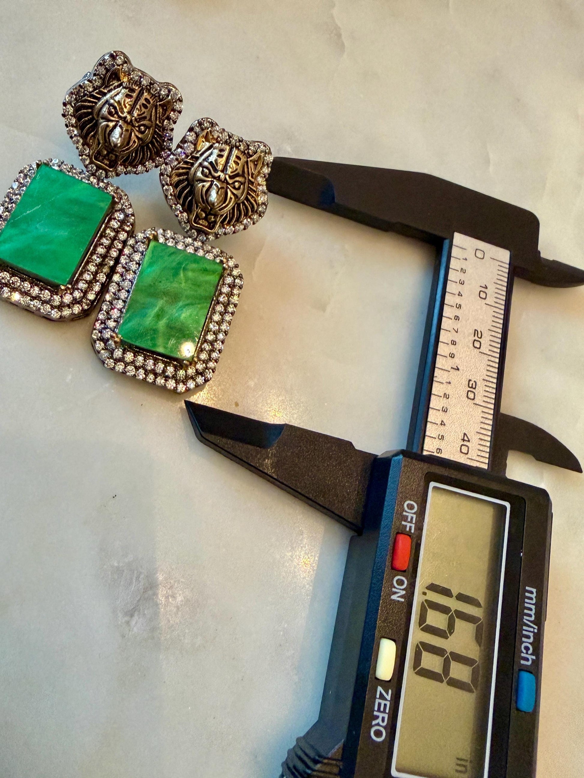 Bollywood Glam: Luxury Earrings Cz stones with lion head antique finish