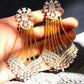 Bollywood Indian Pakistani eid Designer length statement earrings gold finish,Victorian,Ad stones