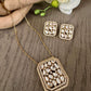 Vintage Crystal Pendant Necklace Set, Gold Statement Necklace with Earrings,monzonite