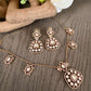 Vintage monzonite Necklace Set, Gold Statement Pendant Necklace with Drop Earrings