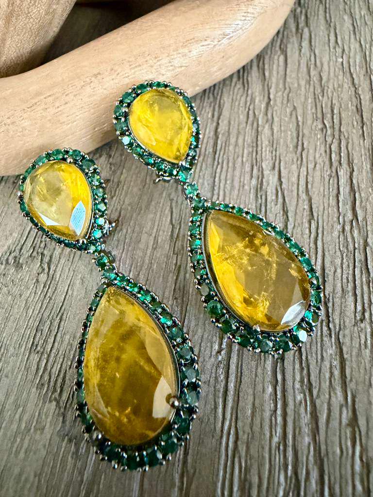 Teardrop Statement Earrings, Vintage Bridal Dangle, Pear Shaped Gemstone Jewelry