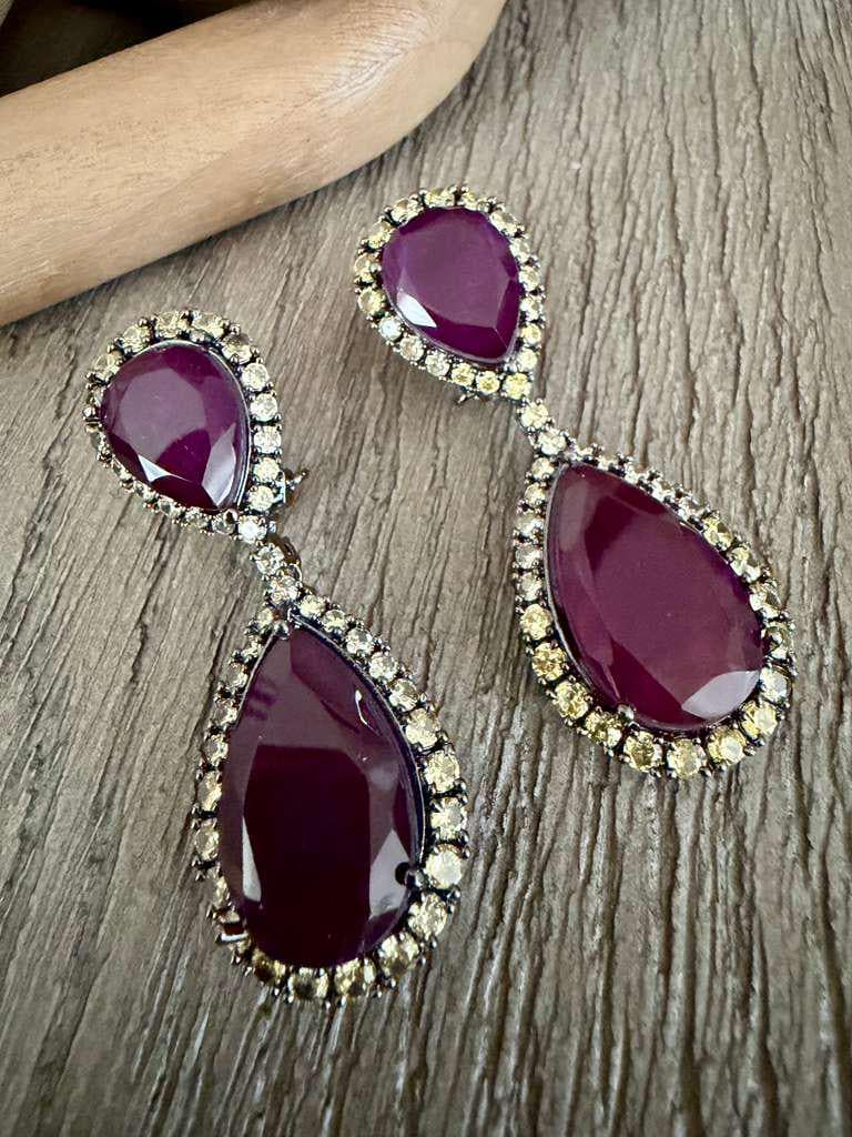 Teardrop Statement Earrings, Vintage Bridal Dangle, Pear Shaped Gemstone Jewelry