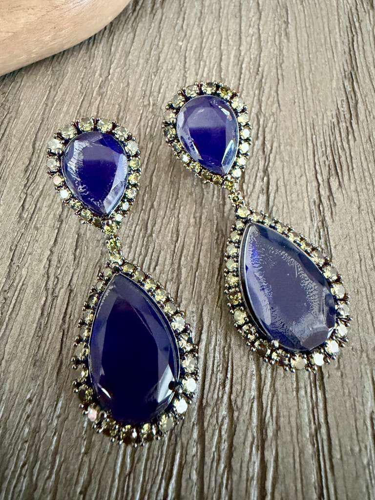 Teardrop Statement Earrings, Vintage Bridal Dangle, Pear Shaped Gemstone Jewelry