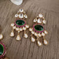 Green Stone Kundan Necklace Set with Earrings, Gold Plated Indian Bridal Jewelry