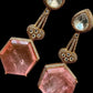 Handcrafted Pink Tourmaline Drop Earrings, Gold Plated, White Topaz Accents, Bridal Statement Jewelry
