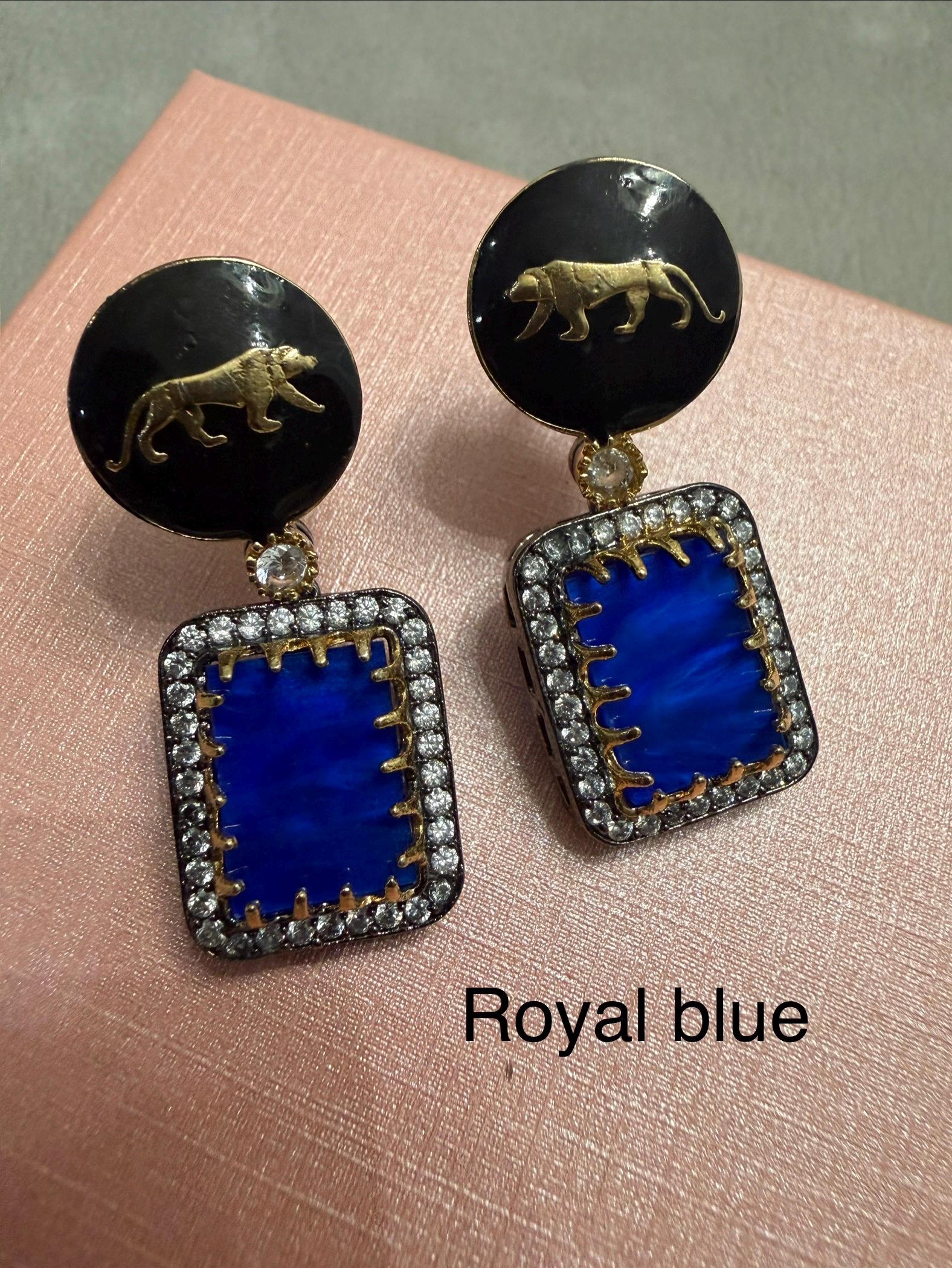 Bollywood Glam: Luxury Earrings Cz stones with lion head antique finish