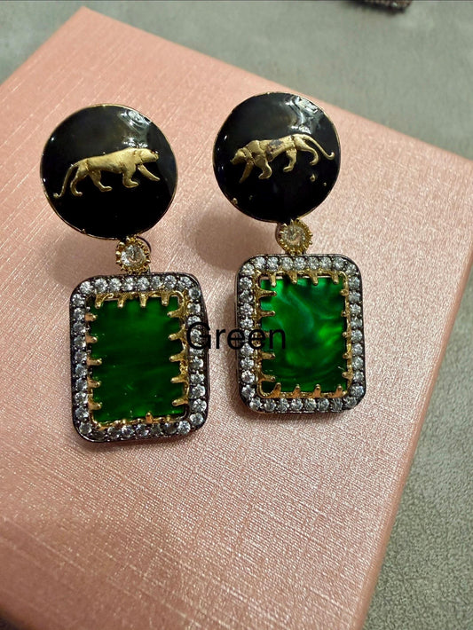 Bollywood Glam: Luxury Earrings Cz stones with lion head antique finish