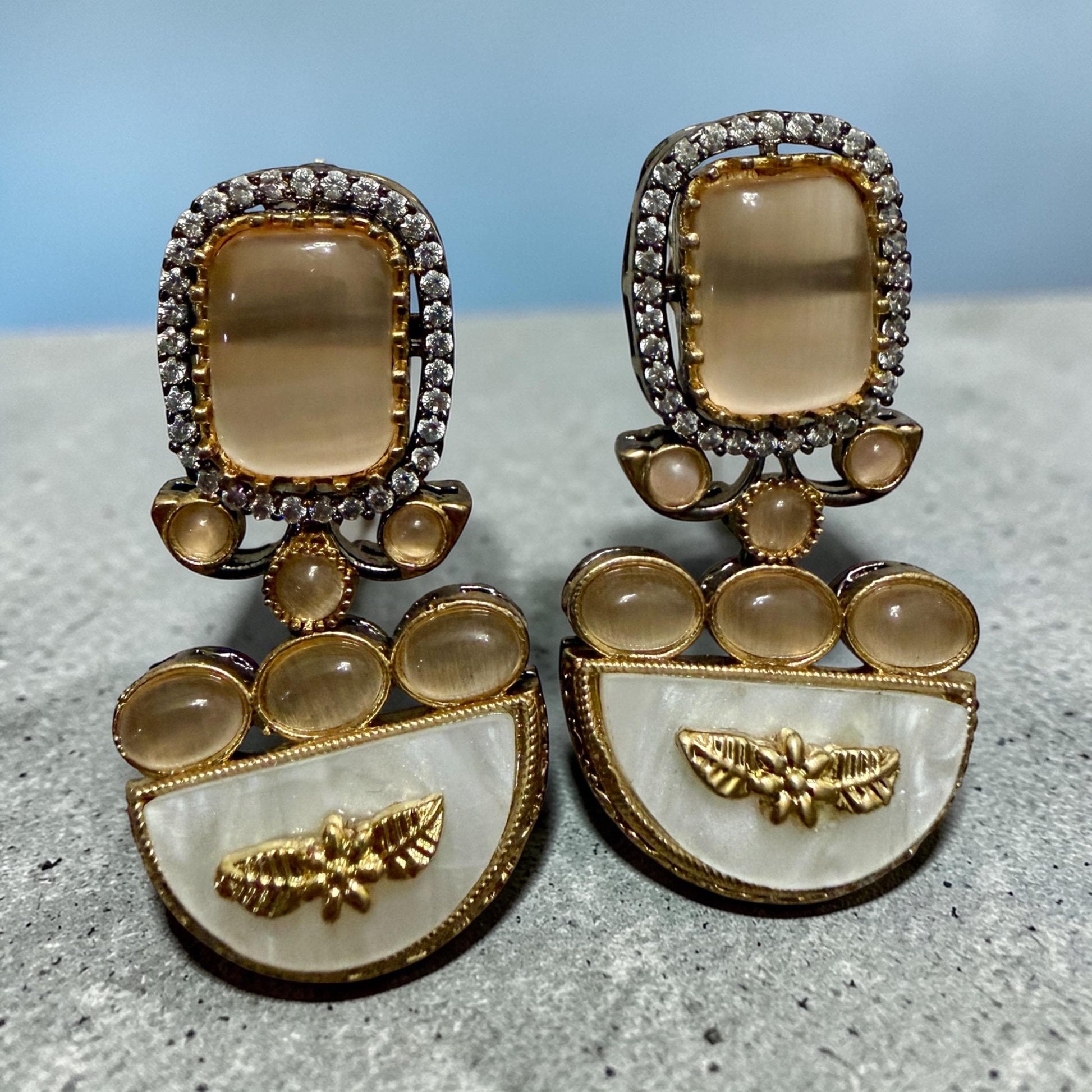 Bollywood Glam: Luxury Earrings Cz stones with lion head antique finish