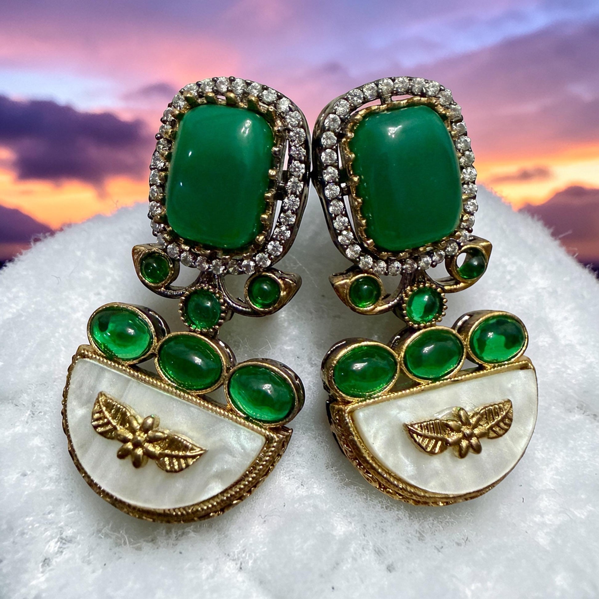 Bollywood Glam: Luxury Earrings Cz stones with lion head antique finish