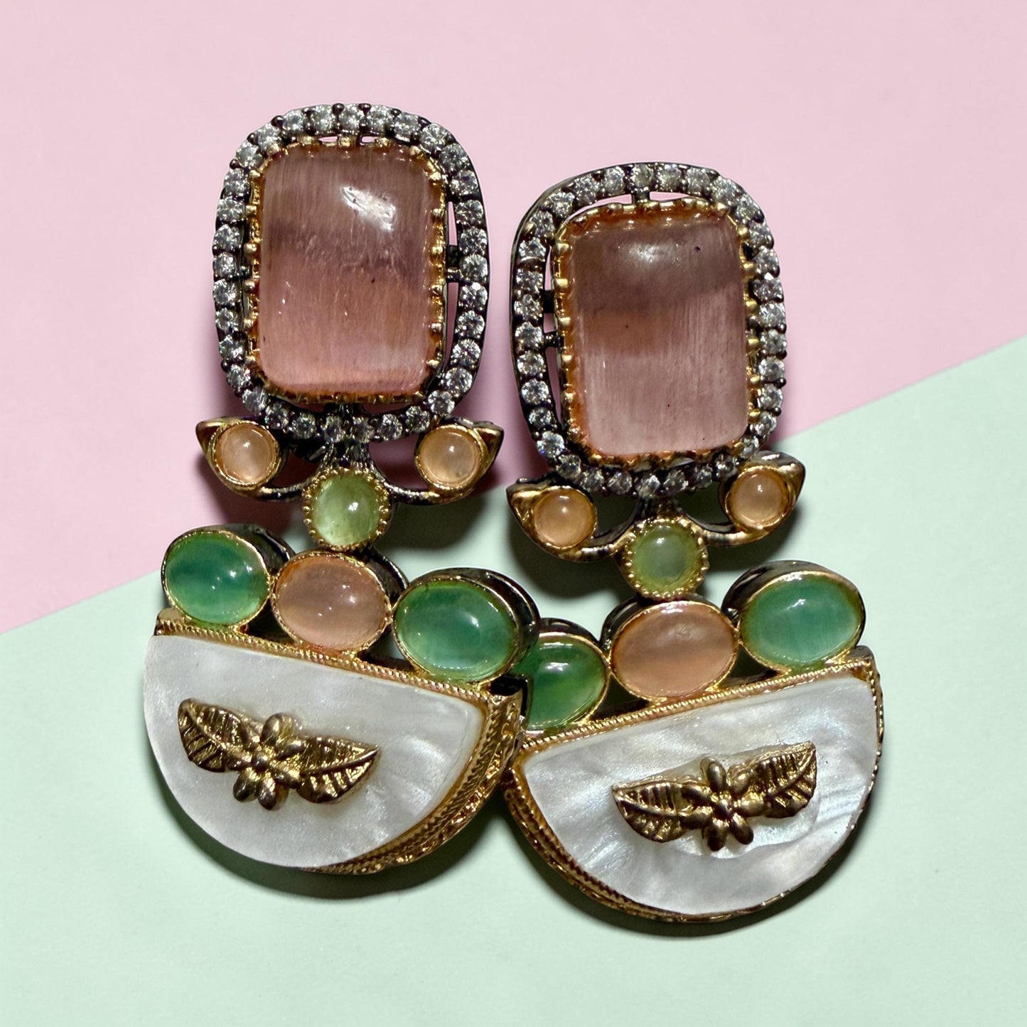 Bollywood Glam: Luxury Earrings Cz stones with lion head antique finish