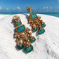 Bollywood Indian Designer high end Earrings with doublet stone,gold finish,Victorian,Ad stones