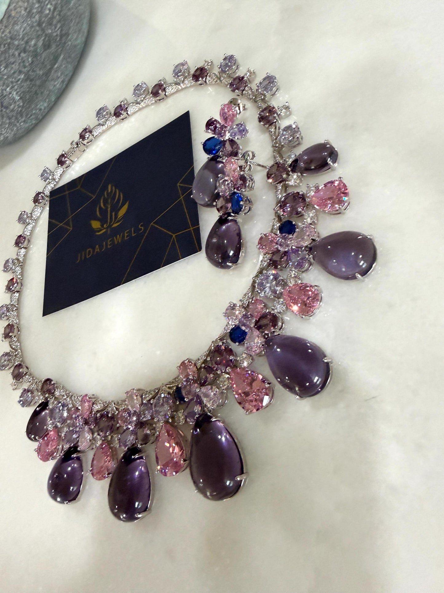 Elegant Multi-Stone Statement Necklace Set