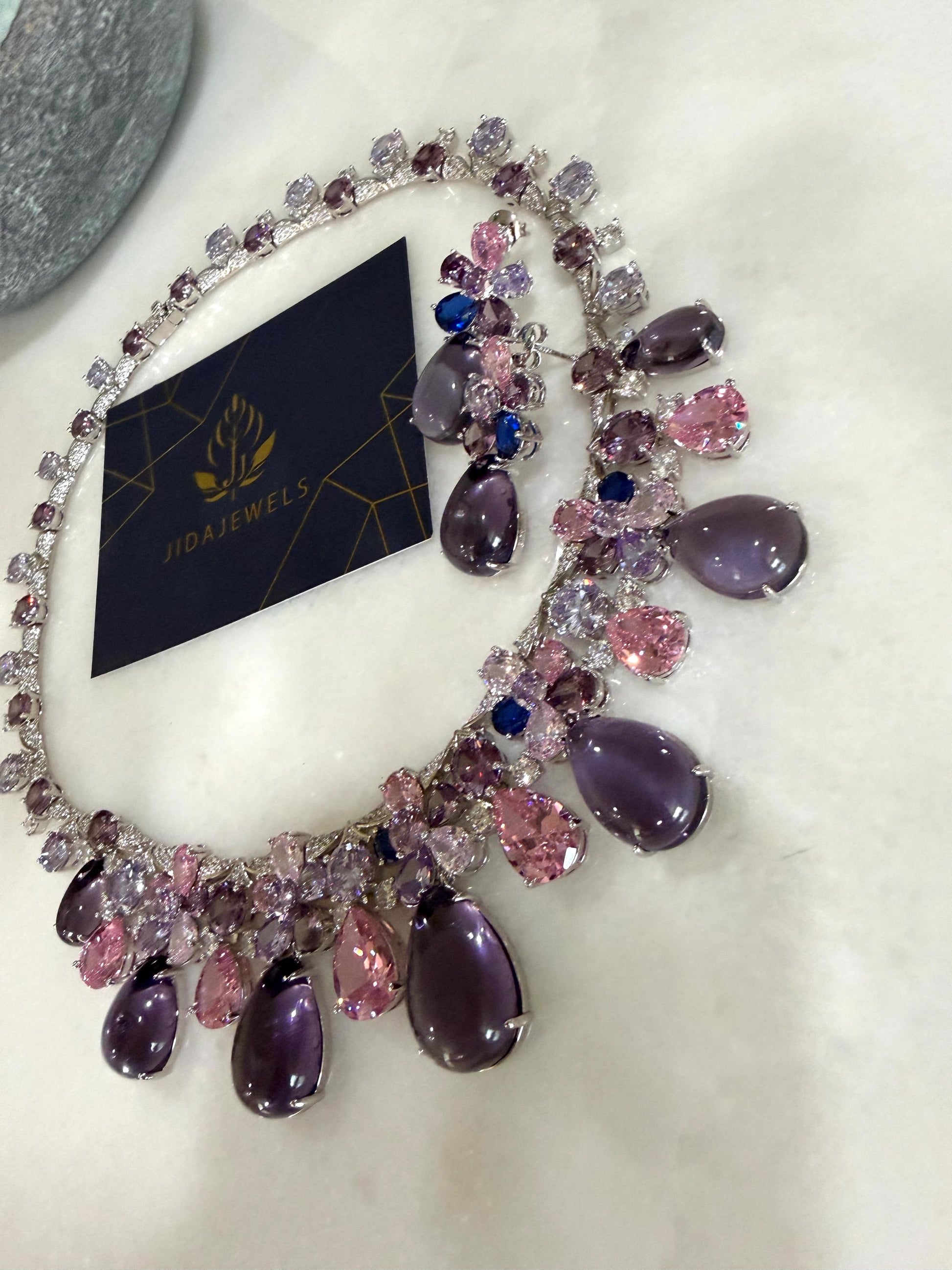 Elegant Multi-Stone Statement Necklace Set