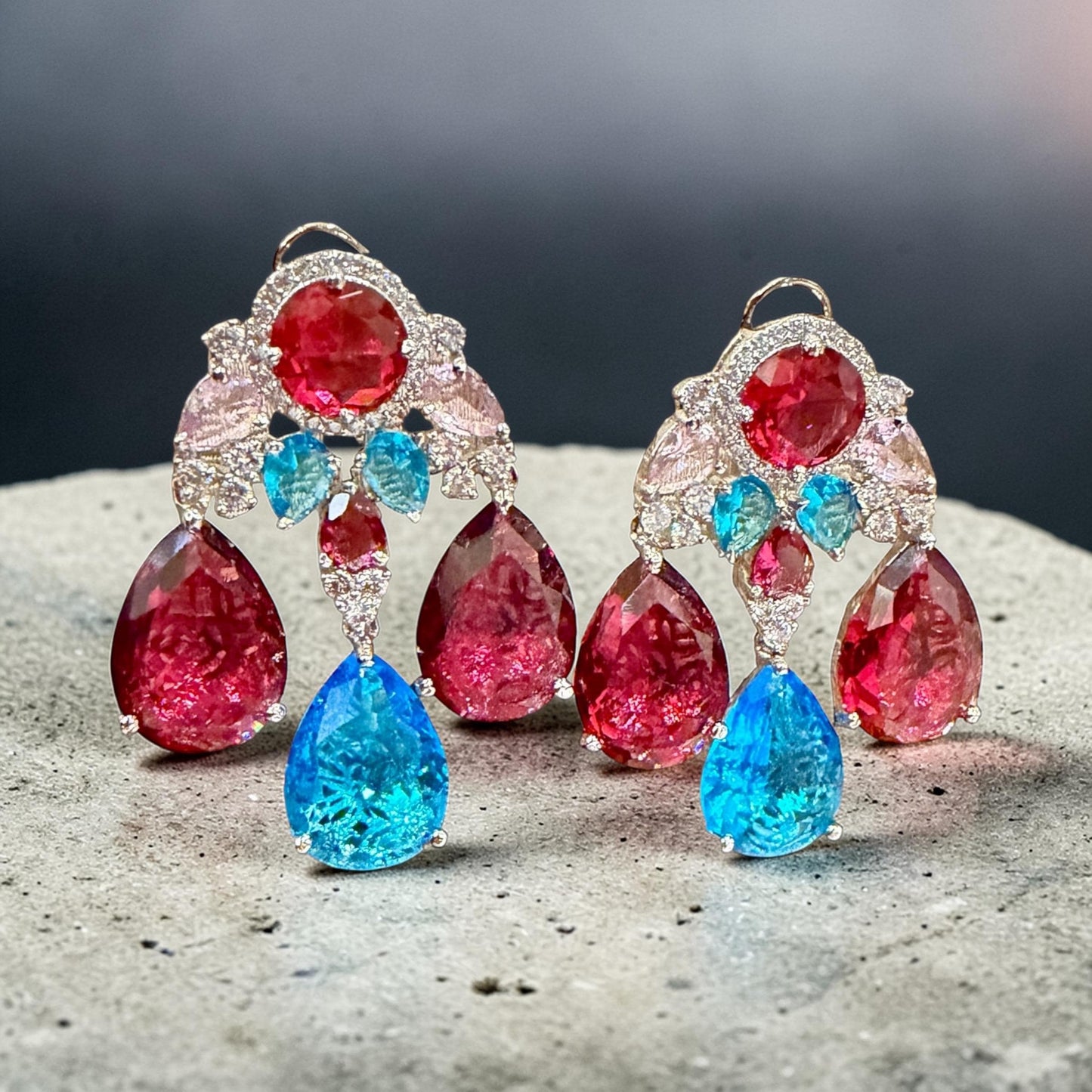 Sparkling Teardrop Crystal Earrings | Luxury Statement Drop Earrings | 6 Color Options | Bridal & Party Jewelry