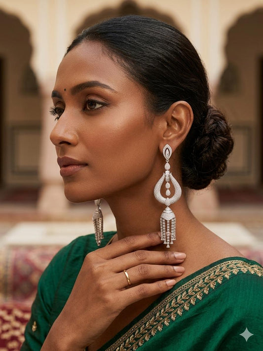 Statement Chandelier Dangle Earrings, Vintage Bridal Tassel Jewelry