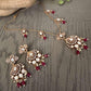 Vintage Pendant Necklace Set, Purple Bead Statement Jewelry, Gold Bridal Necklace with Earrings