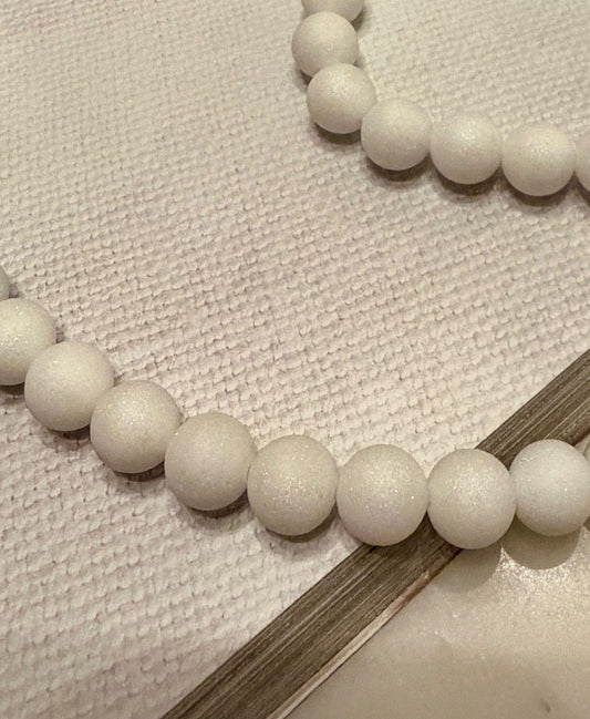 White Beaded Necklace, Minimalist Pearl Style Necklace