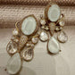 Vintage Gold Tone Floral Statement Drop Earrings, Bridal Party Jewelry