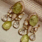 Vintage Gold Tone Floral Statement Drop Earrings, Bridal Party Jewelry