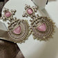 Statement Chandbali Earrings Vintage Silver Tone Dangle Earrings Ethnic Bridal Jewelry
