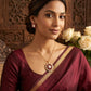 Ruby Red Pendant Necklace Set, Vintage Gold Statement Necklace with Earrings