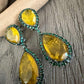 Teardrop Statement Earrings, Vintage Bridal Dangle, Pear Shaped Gemstone Jewelry