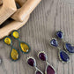 Teardrop Statement Earrings, Vintage Bridal Dangle, Pear Shaped Gemstone Jewelry
