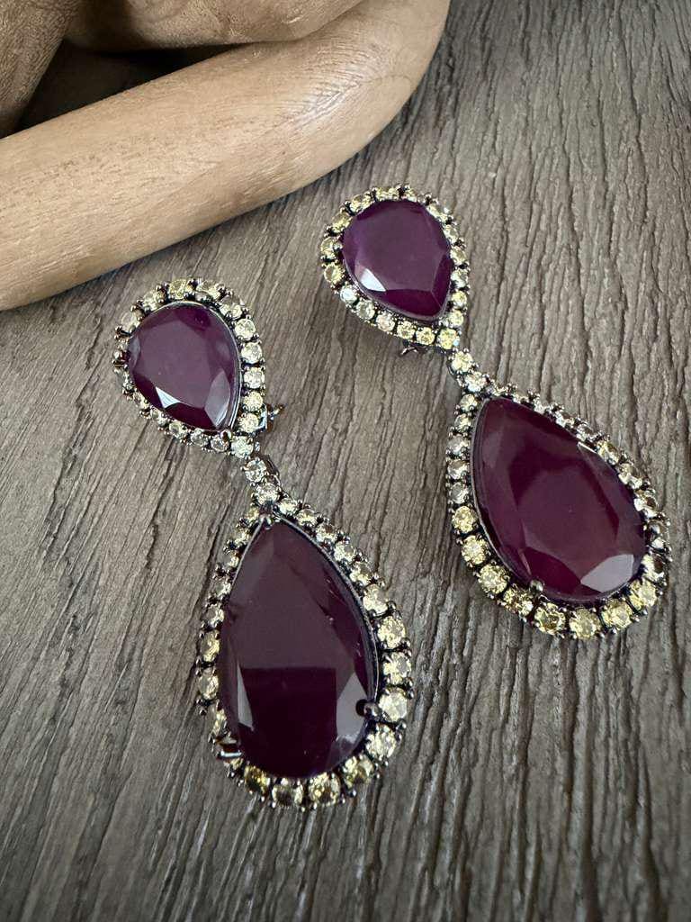 Teardrop Statement Earrings, Vintage Bridal Dangle, Pear Shaped Gemstone Jewelry