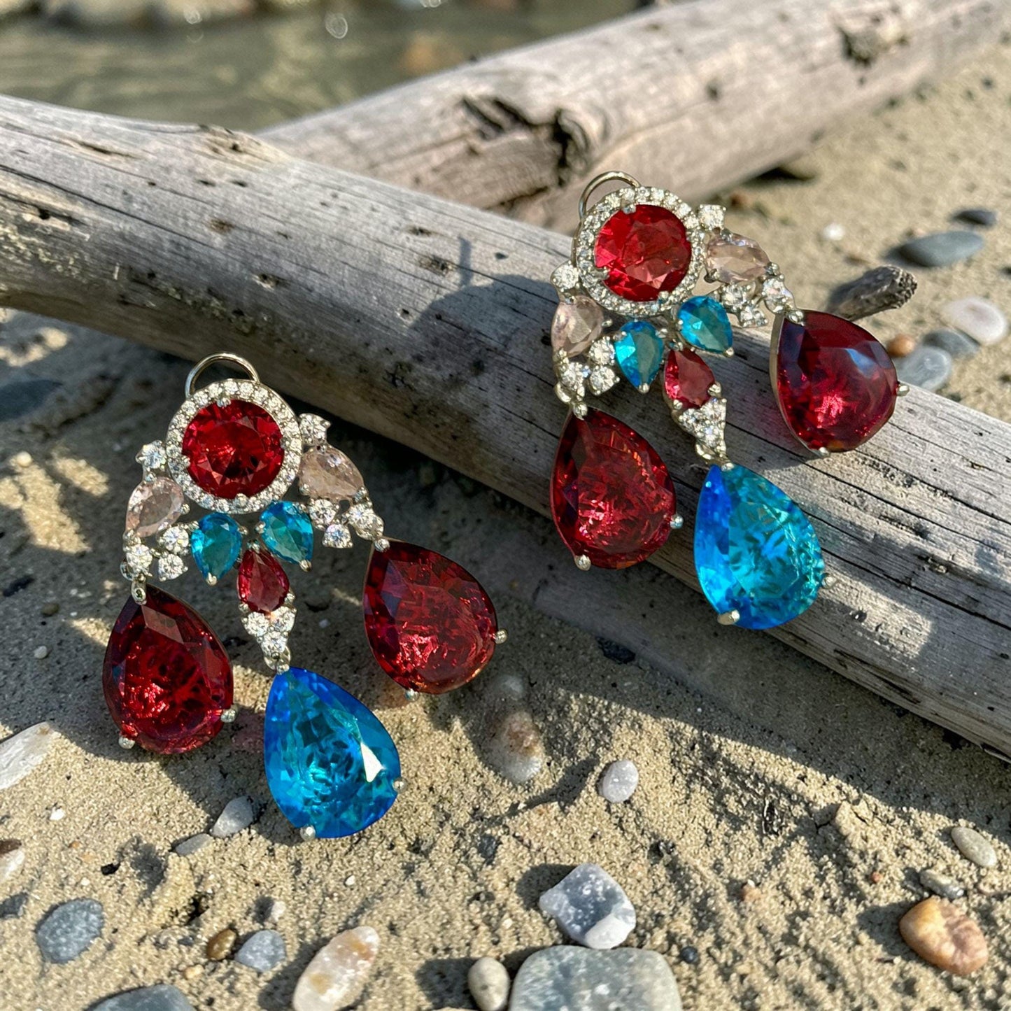 Statement Drop Earrings: Vintage Style, Gold Tone Alloy, Glass Stones
