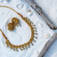 Traditional Gold Choker Necklace Earrings Set with Faux Pearls