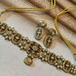 Vintage Style Gold Bridal Choker Necklace Earrings Ring Set, Wedding Jewelry