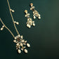 Gold Bridal Necklace Set Pearl Drop Statement Jewelry Black Stone
