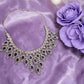 Black Teardrop Statement Necklace Silver Bridal Jewelry Bold Evening Necklace