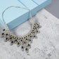 Black Teardrop Statement Necklace Silver Bridal Jewelry Bold Evening Necklace