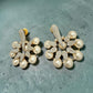 Gold Tone Floral Pearl Statement Earrings, Bridal Stud Dangle Jewelry