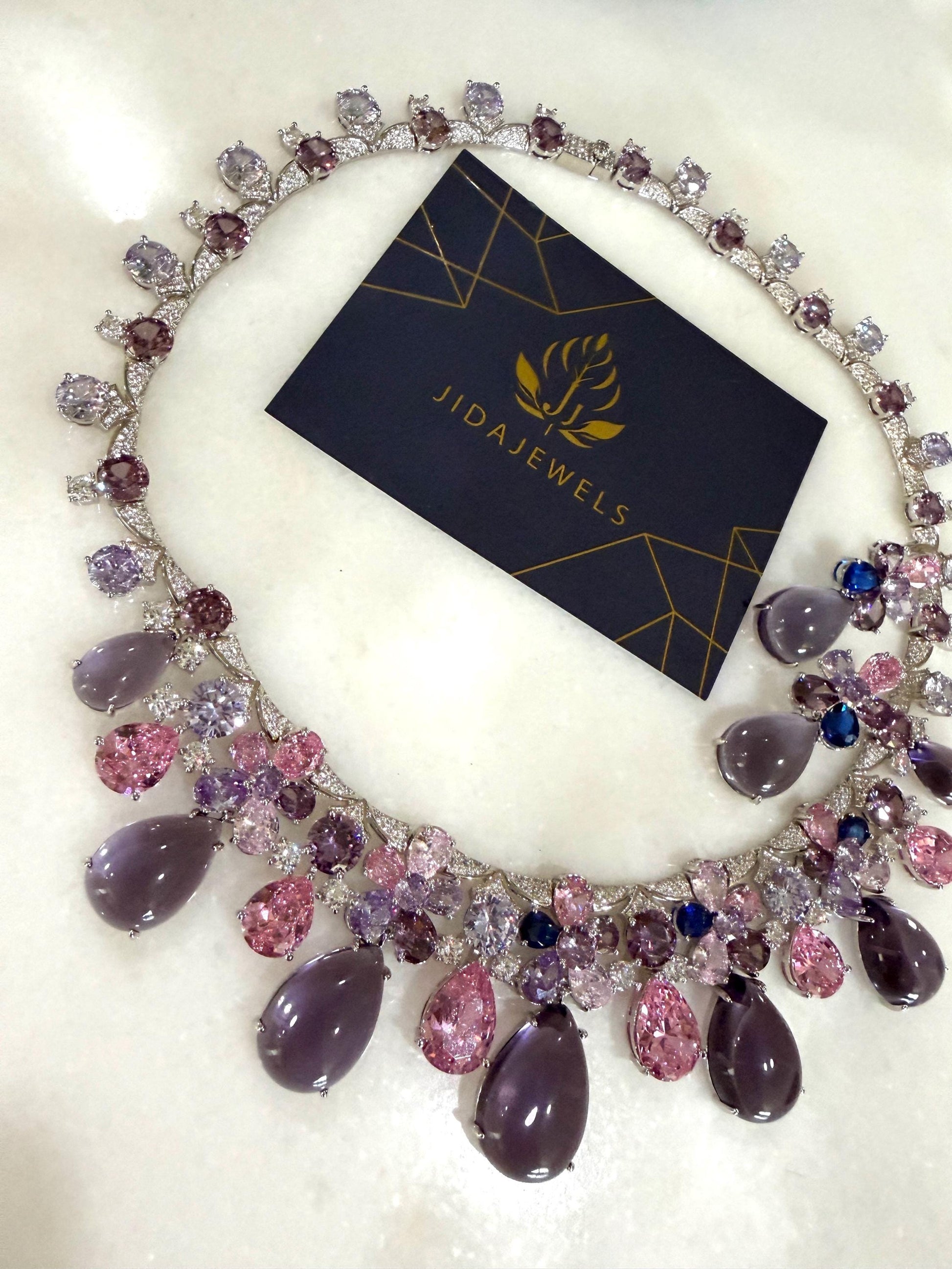 Elegant Multi-Stone Statement Necklace Set