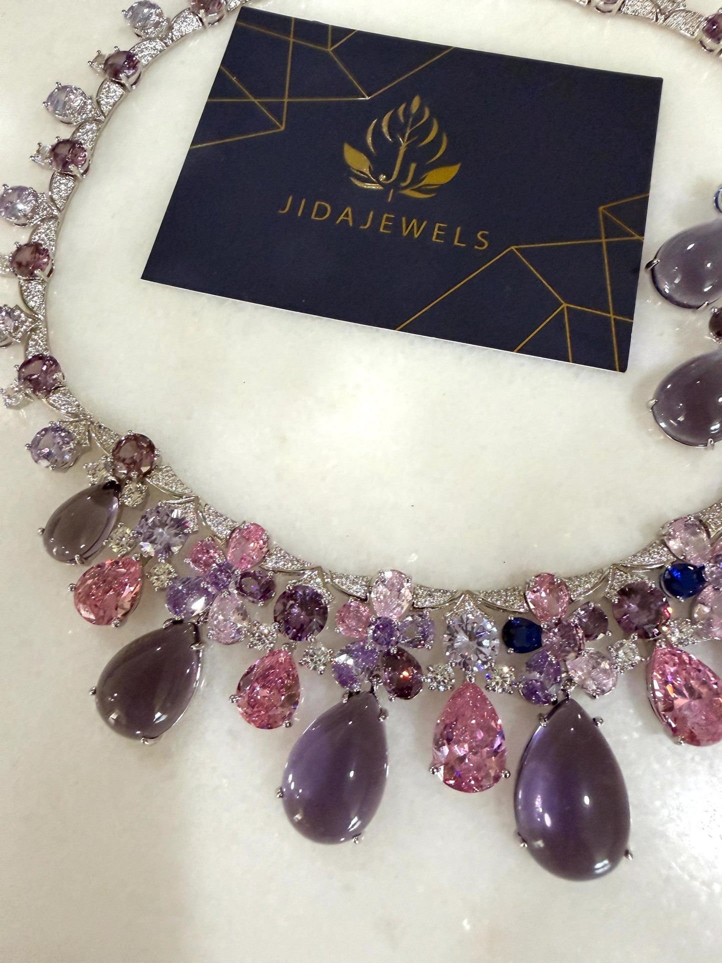 Elegant Multi-Stone Statement Necklace Set