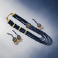 Blue Beaded Necklace Set Long Layered Ethnic Jewelry Gold Statement