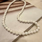 White Beaded Necklace, Minimalist Pearl Style Necklace
