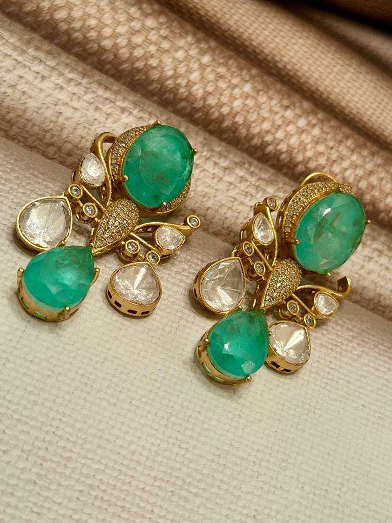 Vintage Gold Tone Floral Statement Drop Earrings, Bridal Party Jewelry