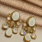 Vintage Gold Tone Floral Statement Drop Earrings, Bridal Party Jewelry