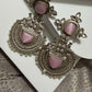 Statement Chandbali Earrings Vintage Silver Tone Dangle Earrings Ethnic Bridal Jewelry