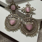 Statement Chandbali Earrings Vintage Silver Tone Dangle Earrings Ethnic Bridal Jewelry