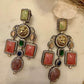Gold Tone Lion Motif Multicolor Gemstone Statement Earrings Sabya sachi inspired
