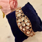 Gold Tone Kundan Bracelet Statement Cuff Bridal Bangle Indian Wedding