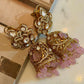 Statement Jhumka Earrings Gold Dangle Earrings Bridal Party Jewelry