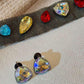 Colorful Gem choker with Earrings Jewelry Trendy